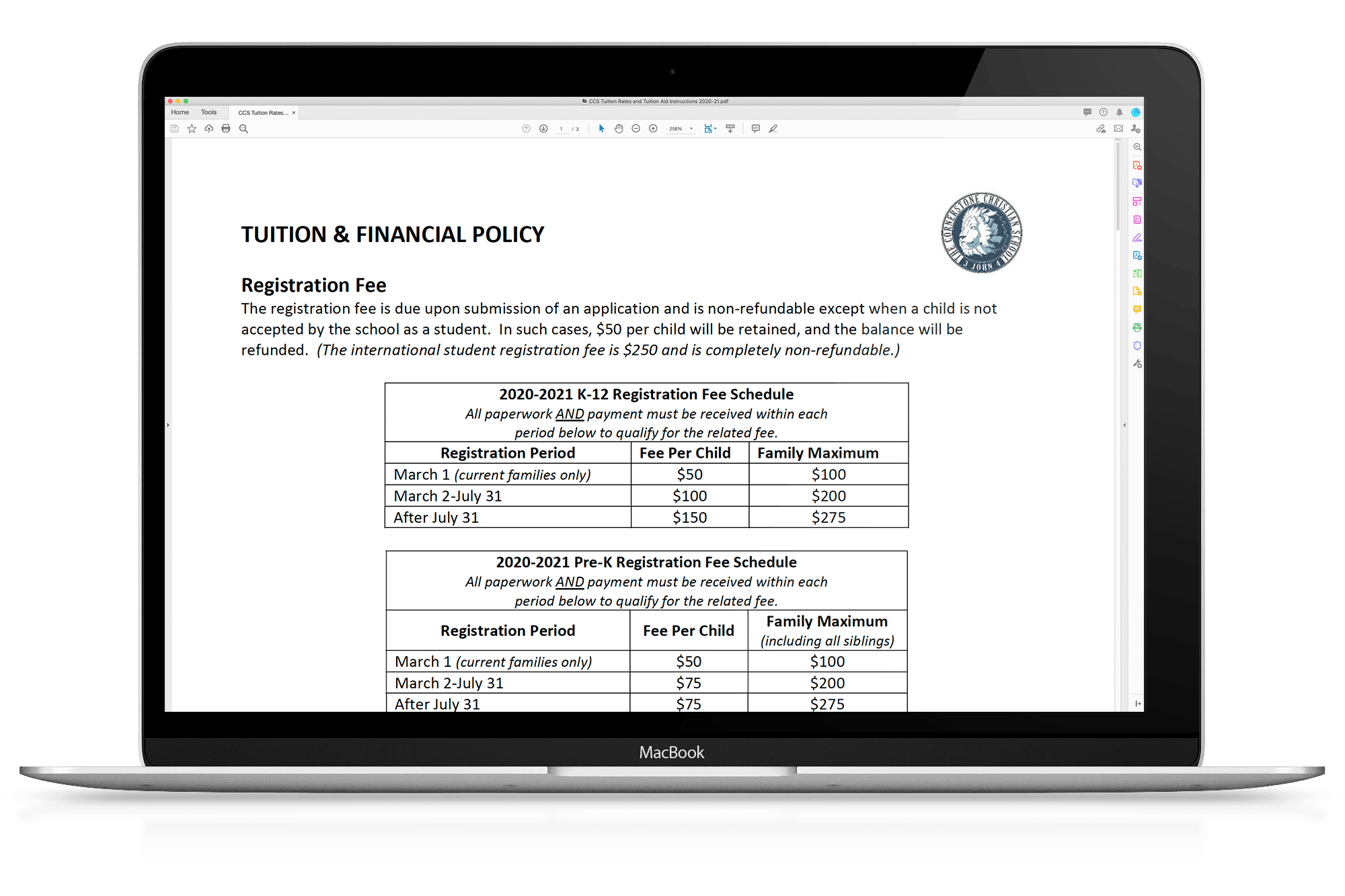 tuition and fees - mock up - macbook